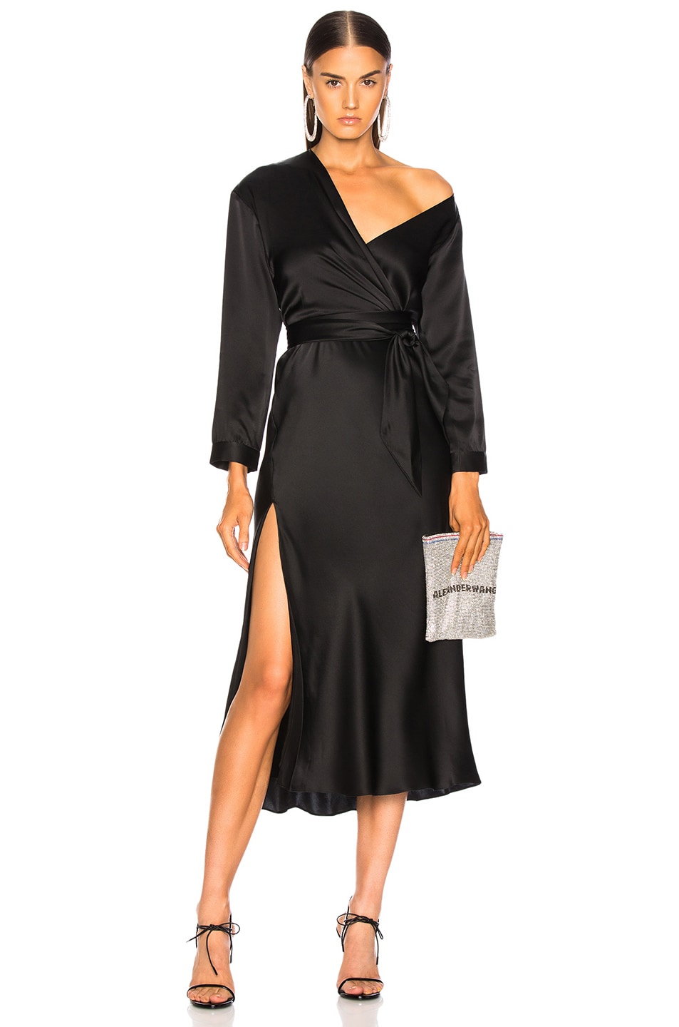 Image 1 of Michelle Mason Asymmetrical Dress With Tie in Black