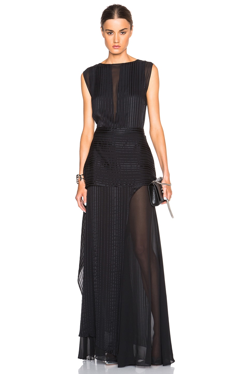 Image 1 of Michelle Mason Sheer Panel Shift Dress in Black