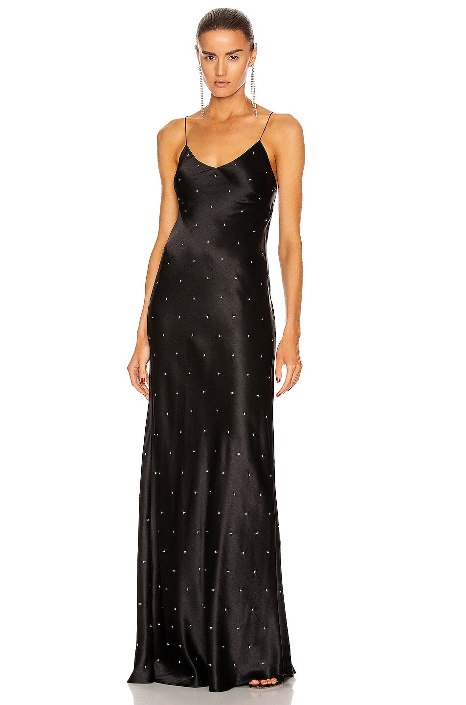 Image 1 of Michelle Mason Crystal Bias Gown in Black