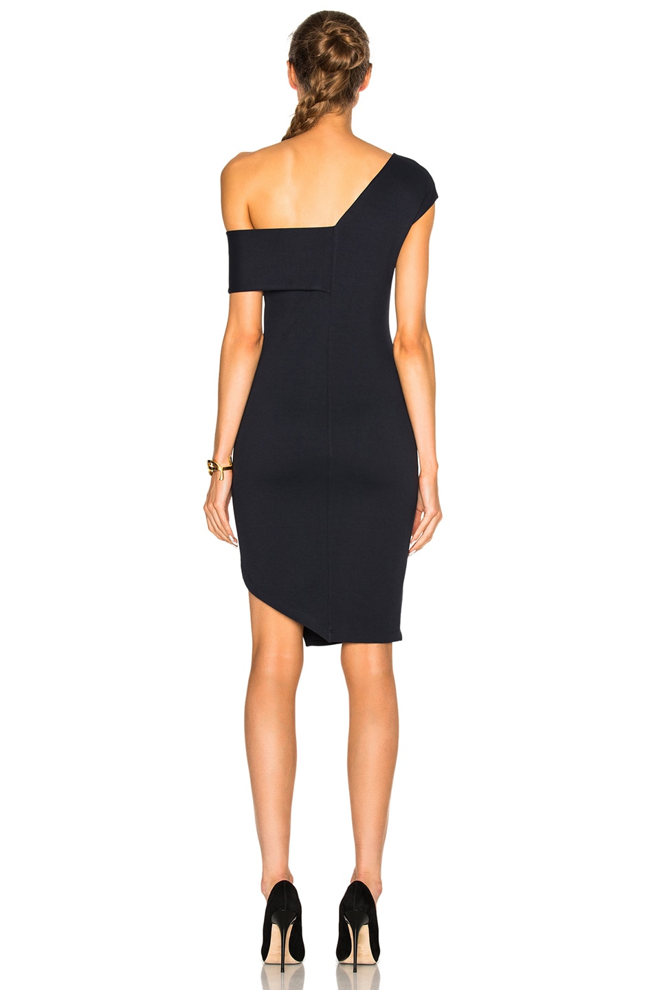 Michelle Mason Asymmetrical Strap Dress in Midnight FWRD