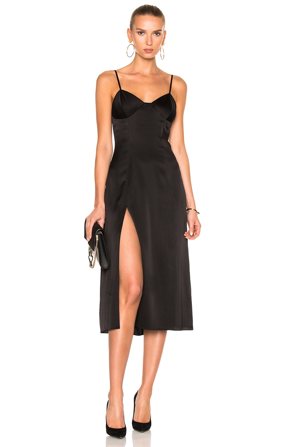 Image 1 of Michelle Mason Bustier Midi Dress in Black