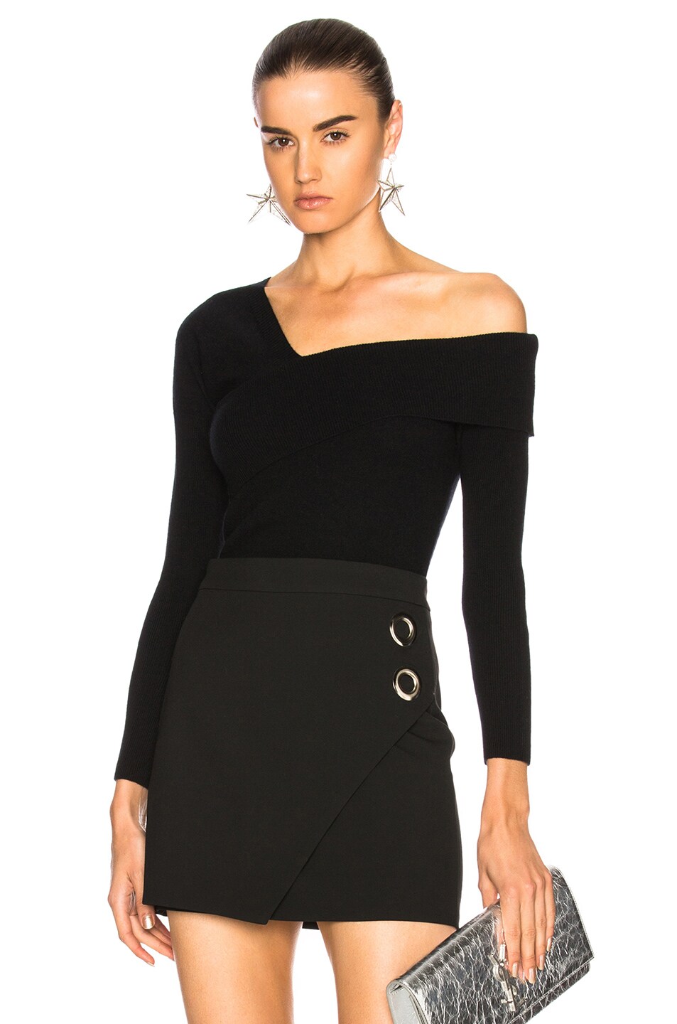 Image 1 of Michelle Mason Asymmetrical Band Sweater in Black