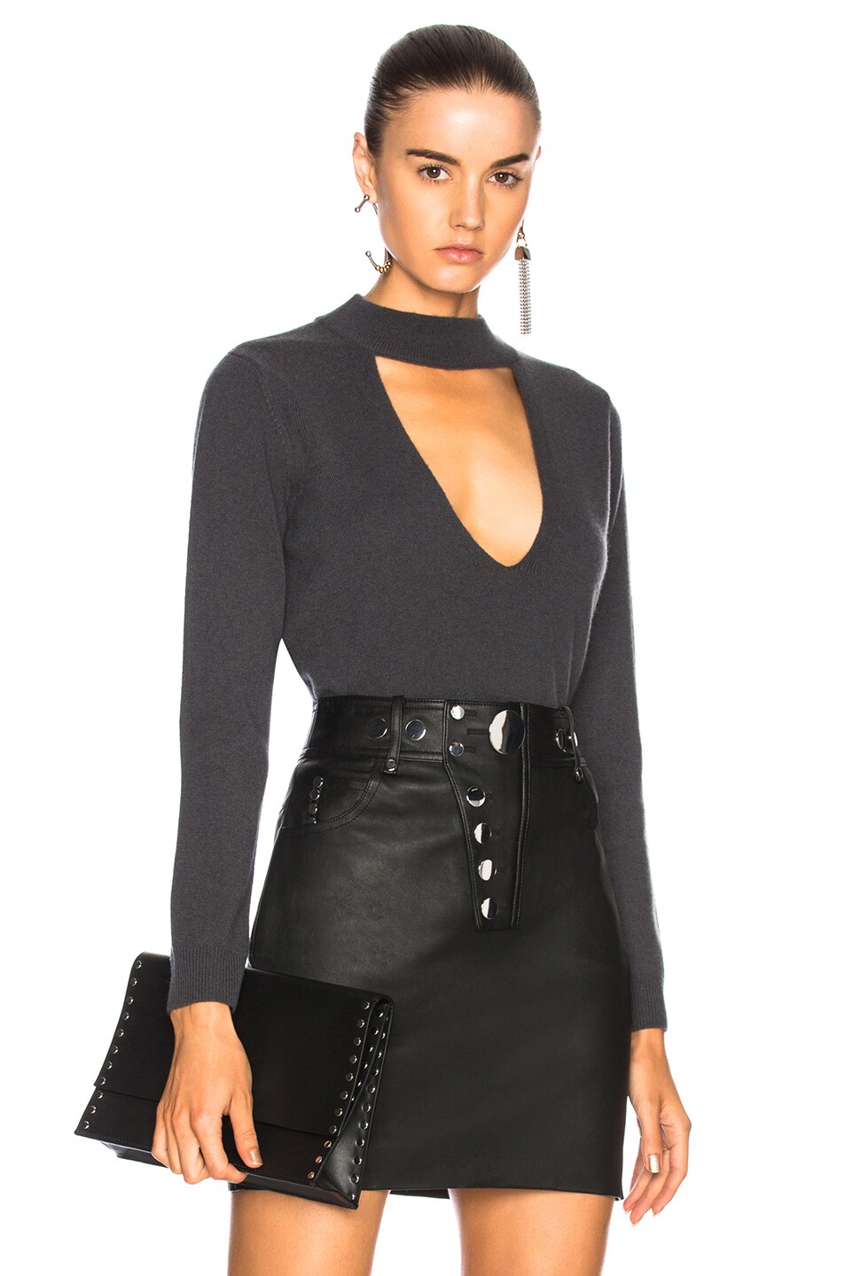 Image 1 of Michelle Mason for FWRD Choker Sweater in Charcoal