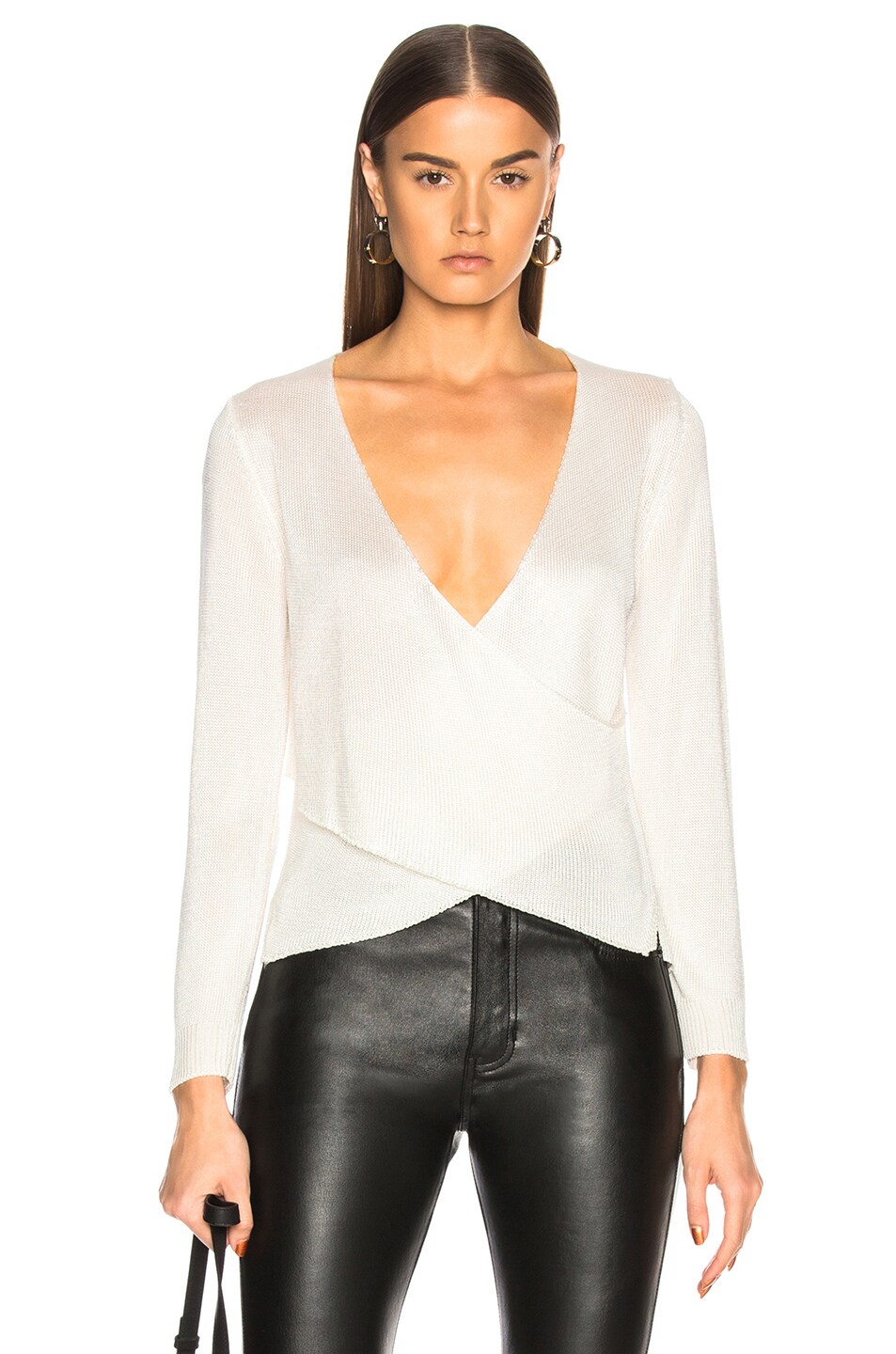 Image 1 of Michelle Mason Cross Wrap Sweater in Ivory