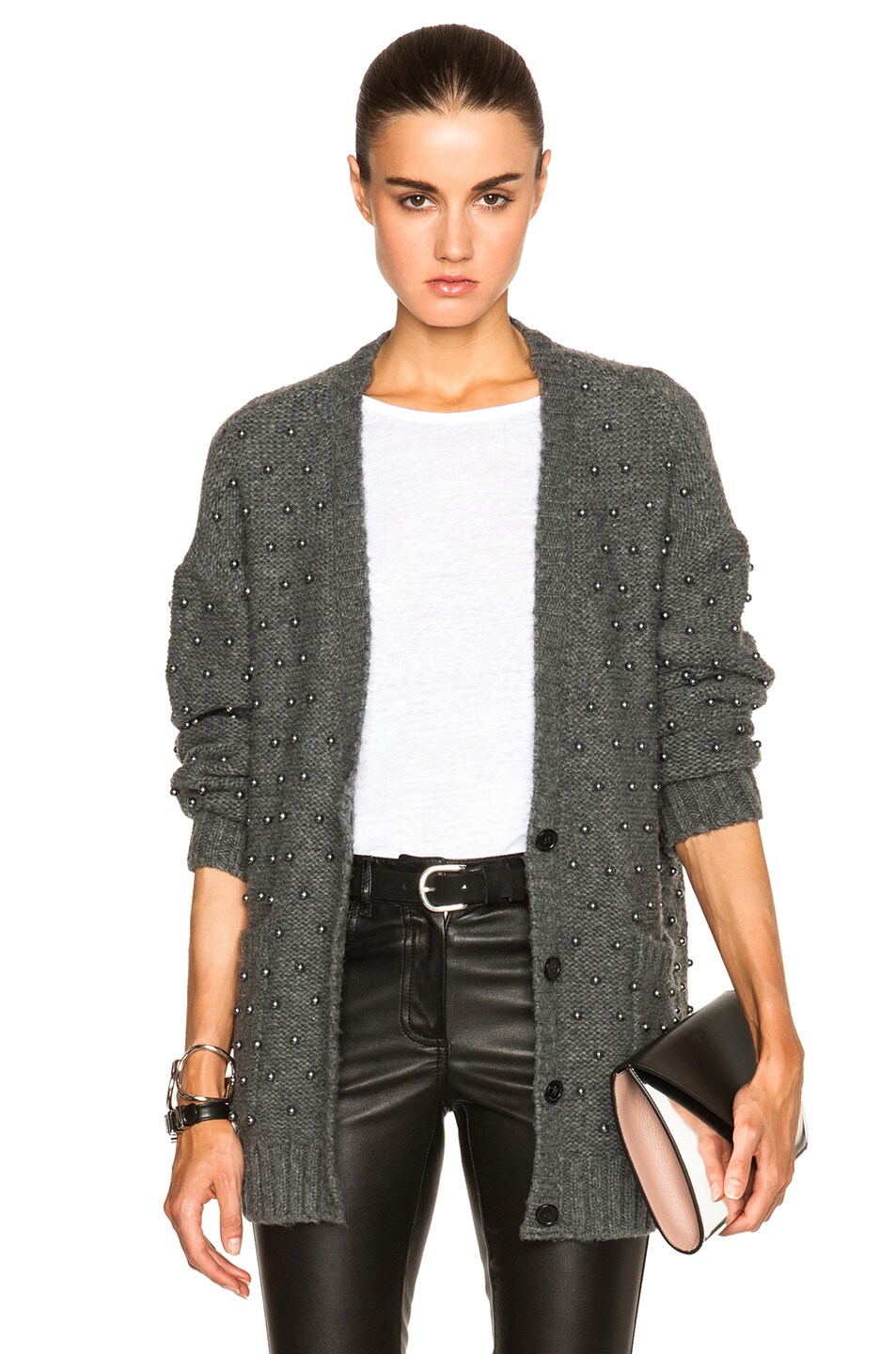 Image 1 of Michelle Mason Pearl Cardigan in Charcoal