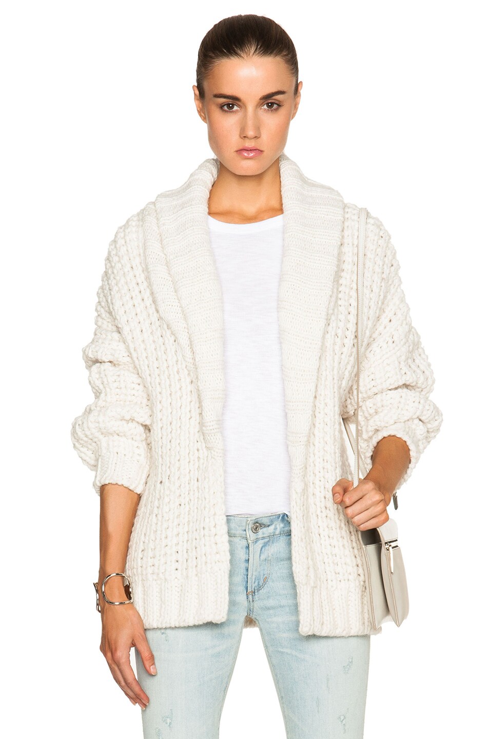 Image 1 of Michelle Mason Chunky Cardigan in Ivory
