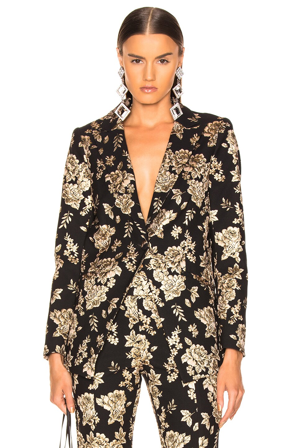 Image 1 of Michelle Mason Boxy Blazer in Black & Gold