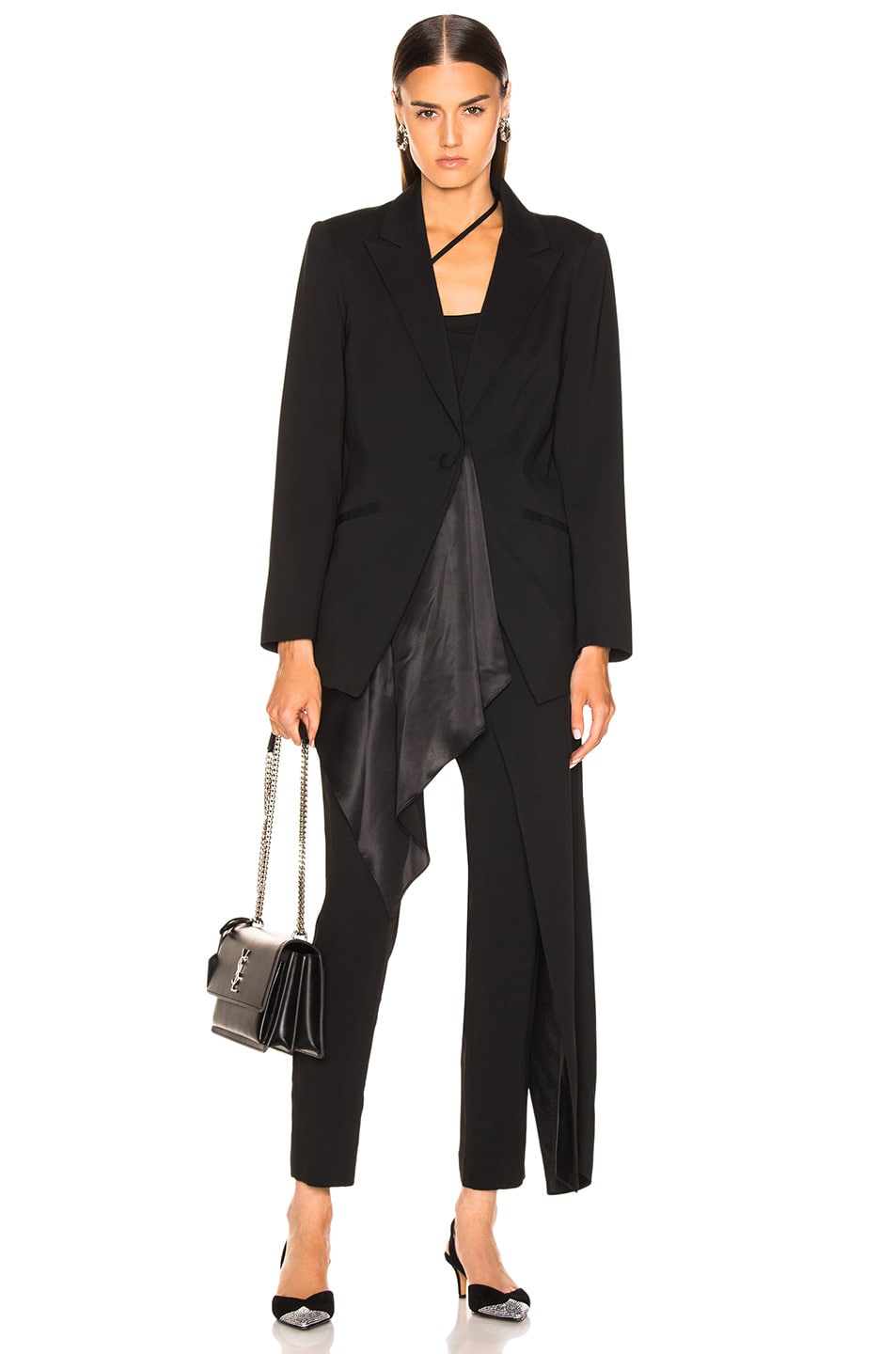 Image 1 of Michelle Mason Silk Drape Blazer in Black