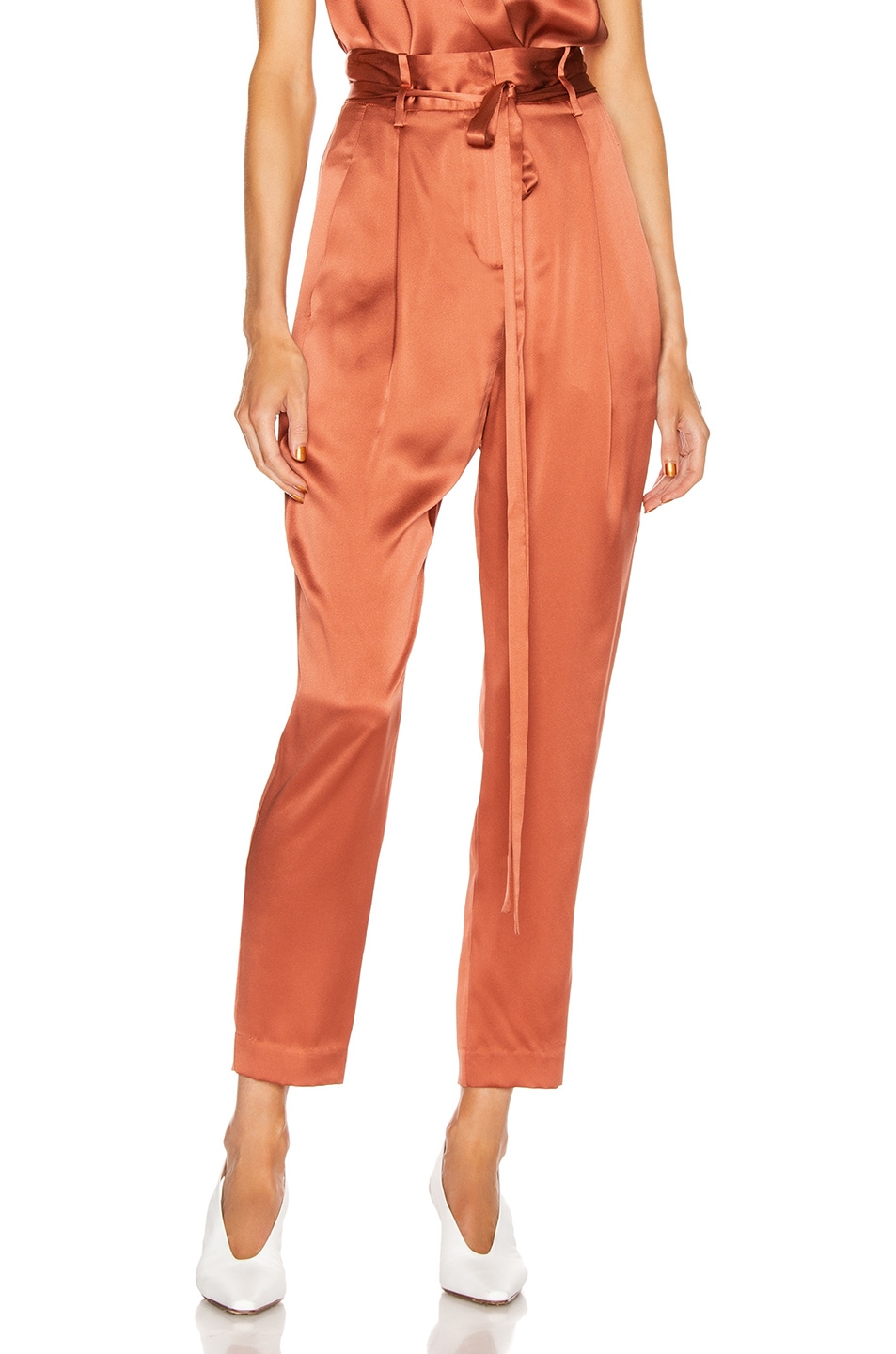 Image 1 of Michelle Mason Paperbag Cropped Trouser in Dune