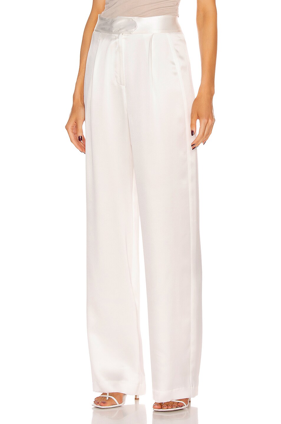 Image 1 of Michelle Mason Wide Leg Trouser in Ivory