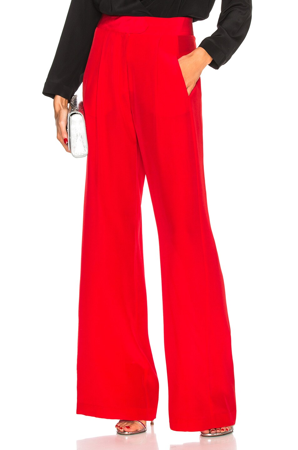 Image 1 of Michelle Mason Wide Leg Trouser Pant in Red