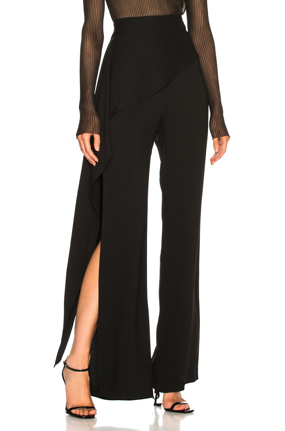 Image 1 of Michelle Mason Pants with Side Drape in Black
