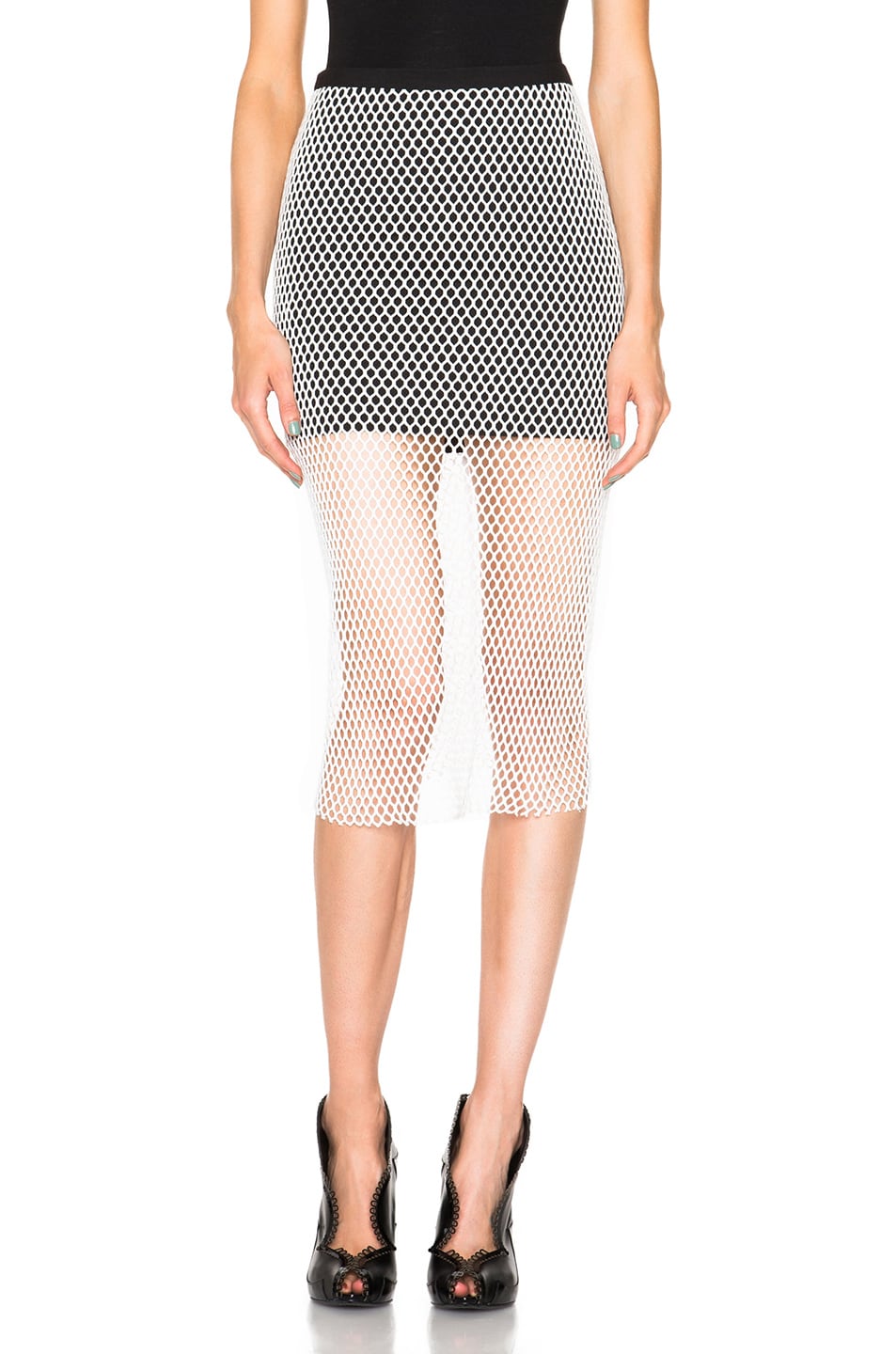 Image 1 of Michelle Mason Pencil Skirt in Black & Ivory