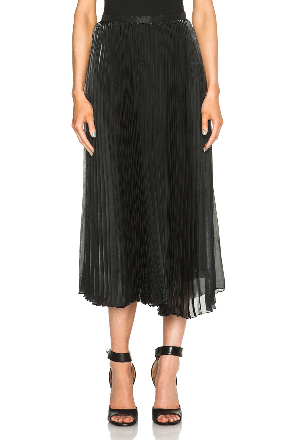 Image 1 of Michelle Mason Pleated Midi Skirt in Black