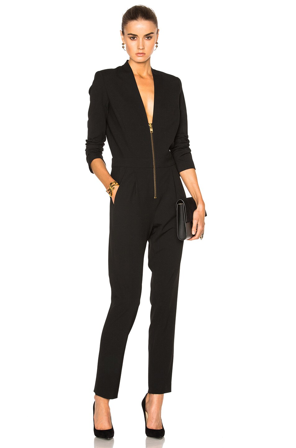 Image 1 of Michelle Mason Zipper Jumpsuit in Black