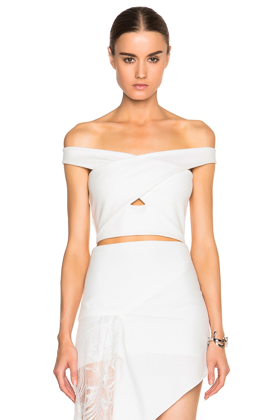 Image 1 of Michelle Mason Cross Strap Top in Ivory