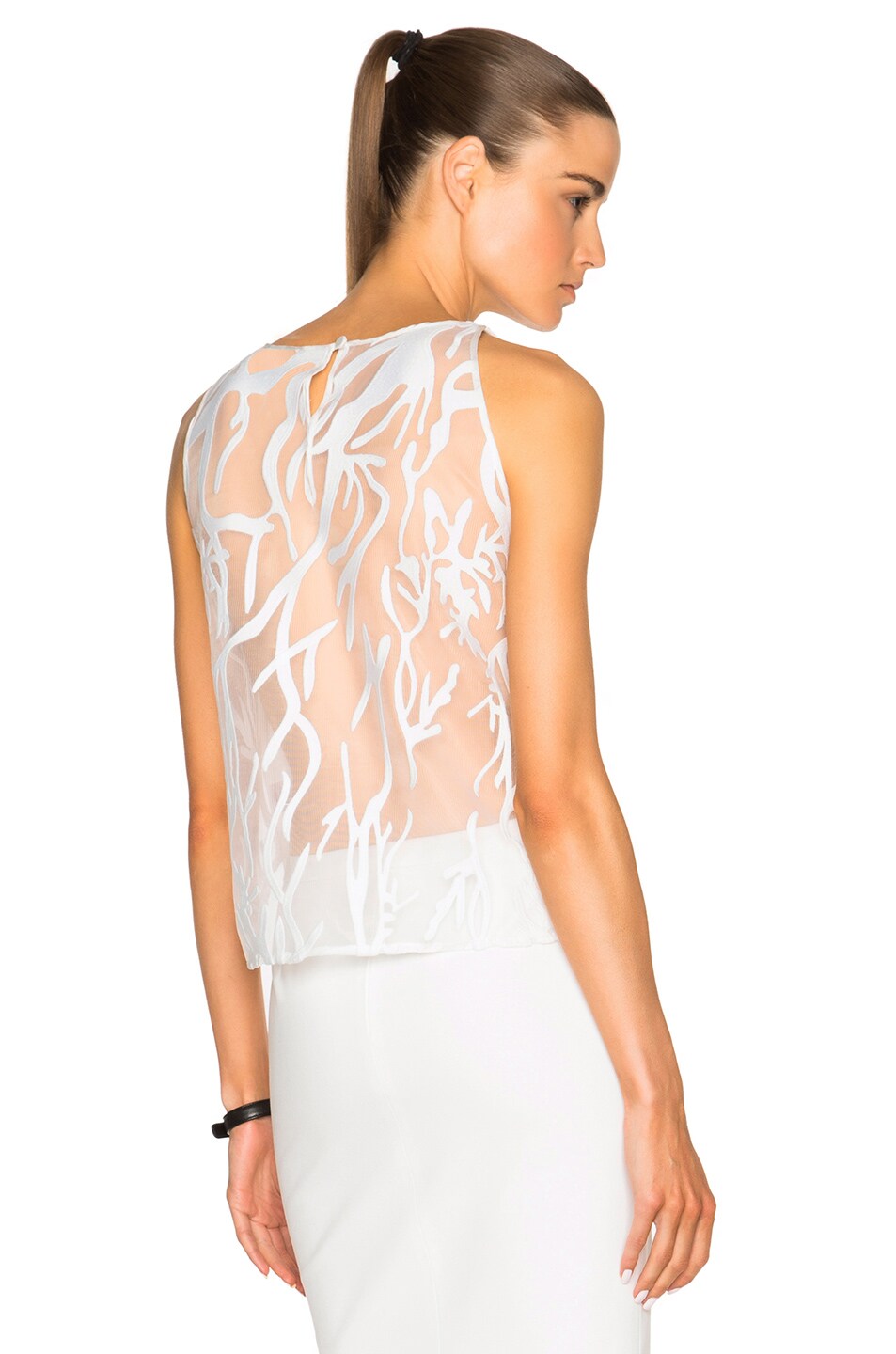 Image 1 of Michelle Mason Contrast Lace Top in Ivory