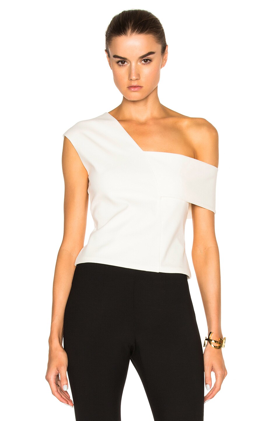 Image 1 of Michelle Mason Asymmetric Strap Top in Ivory