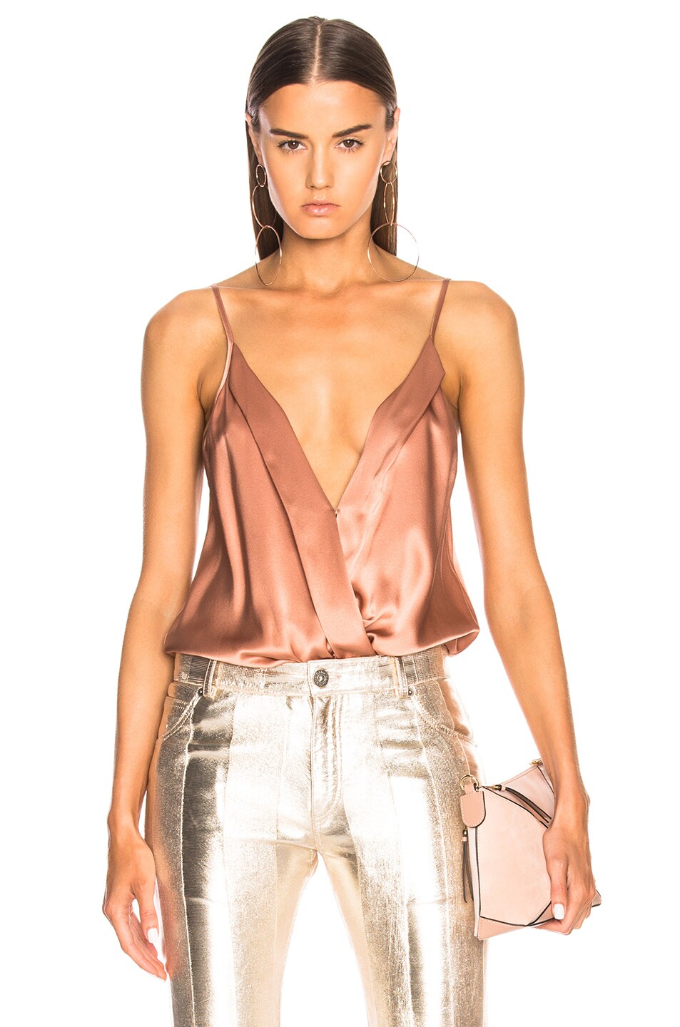 Image 1 of Michelle Mason Cami Wrap Bodysuit in Desert Rose