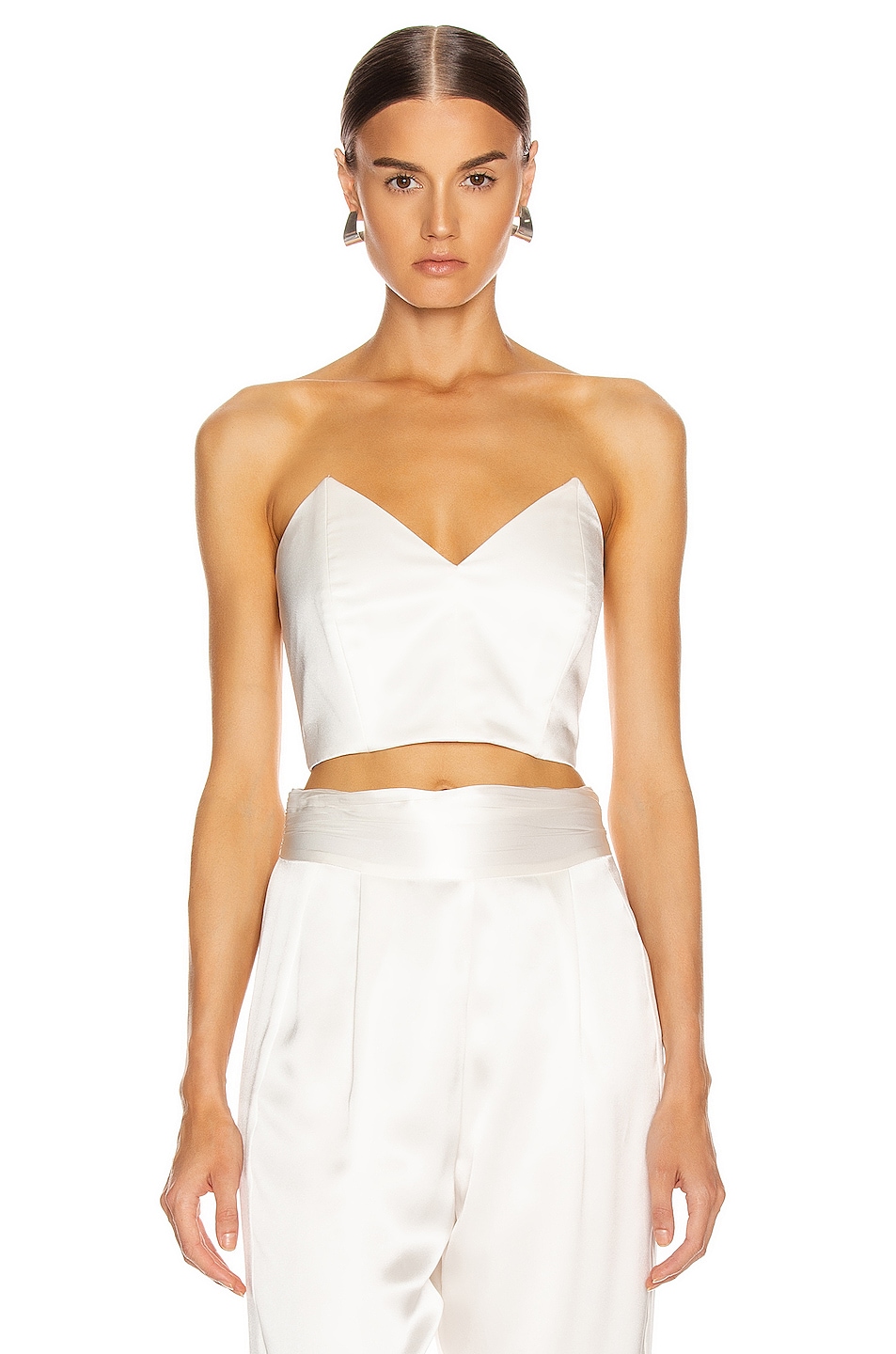 Image 1 of Michelle Mason Strapless Plunge Top in Ivory