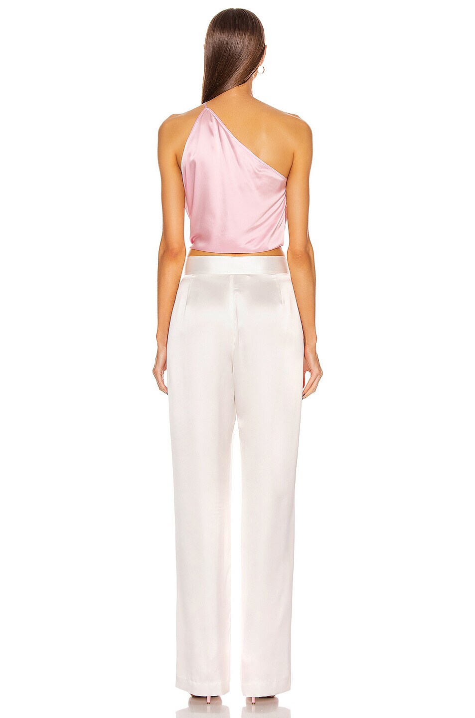 Michelle Mason One Shoulder Pleat Top With Tie in Petal | FWRD