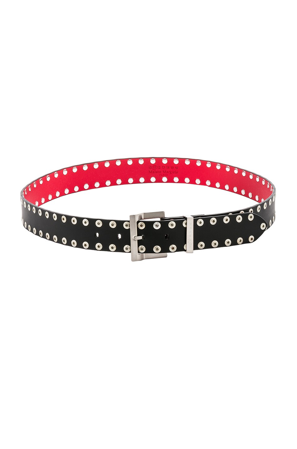 Image 1 of Maison Margiela Studded Leather Belt in Black & Red