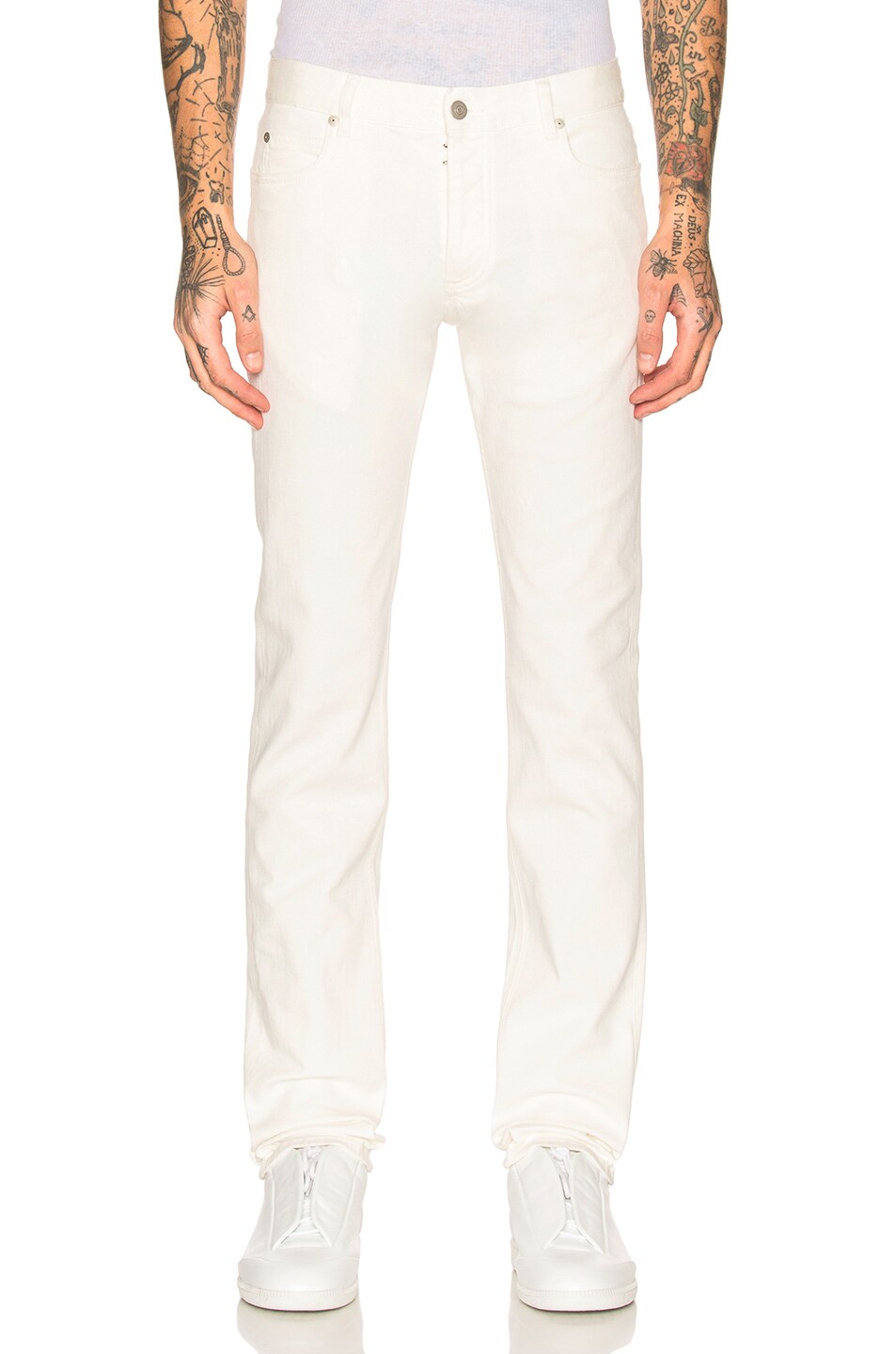 Image 1 of Maison Margiela Garment Dyed Slim Stretch Jeans in Washed White