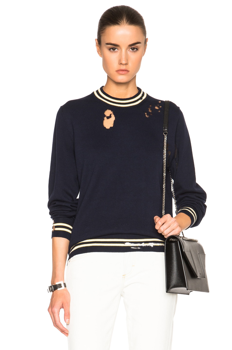 Image 1 of Maison Margiela Stripe Sweater in Blue, Off White & Yello