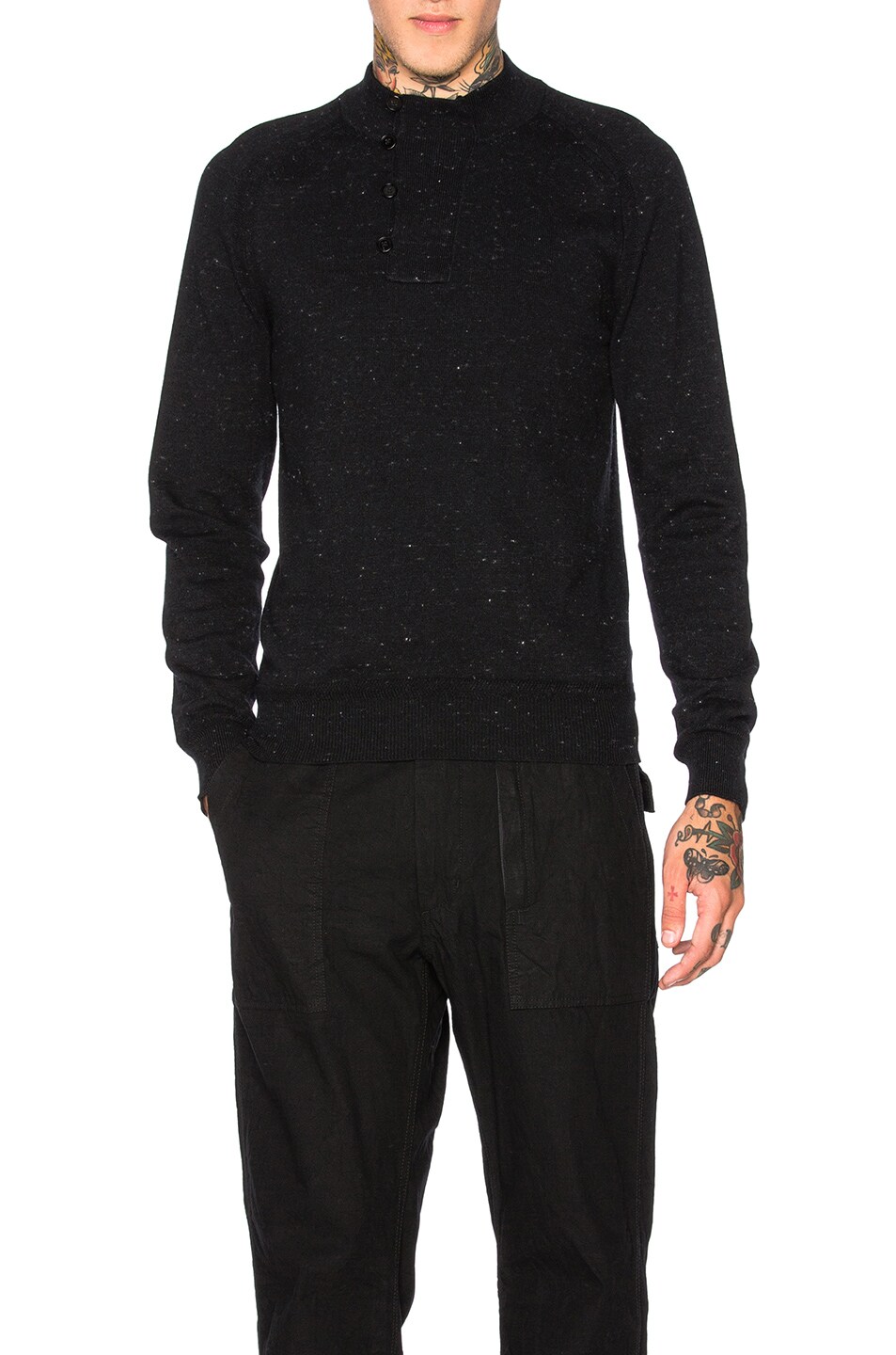 Image 1 of Maison Margiela Herringbone Detail Jersey Sweater in Black