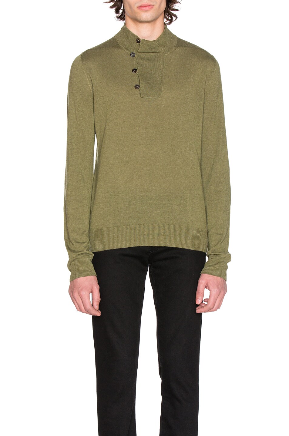 Image 1 of Maison Margiela Jersey Elbow Patch Sweater in Olive