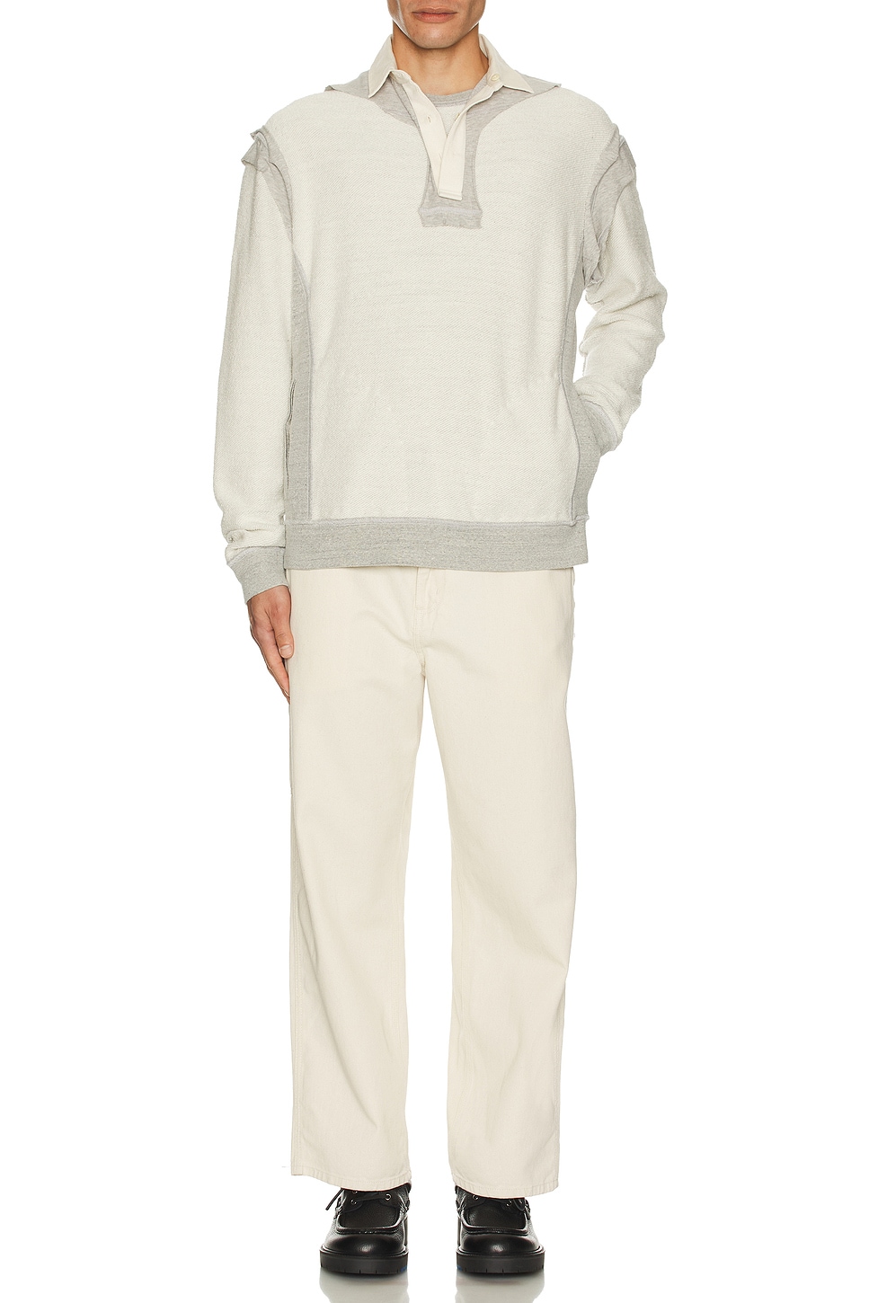Image 1 of Maison Margiela Collared Sweatshirt in Grey Melange