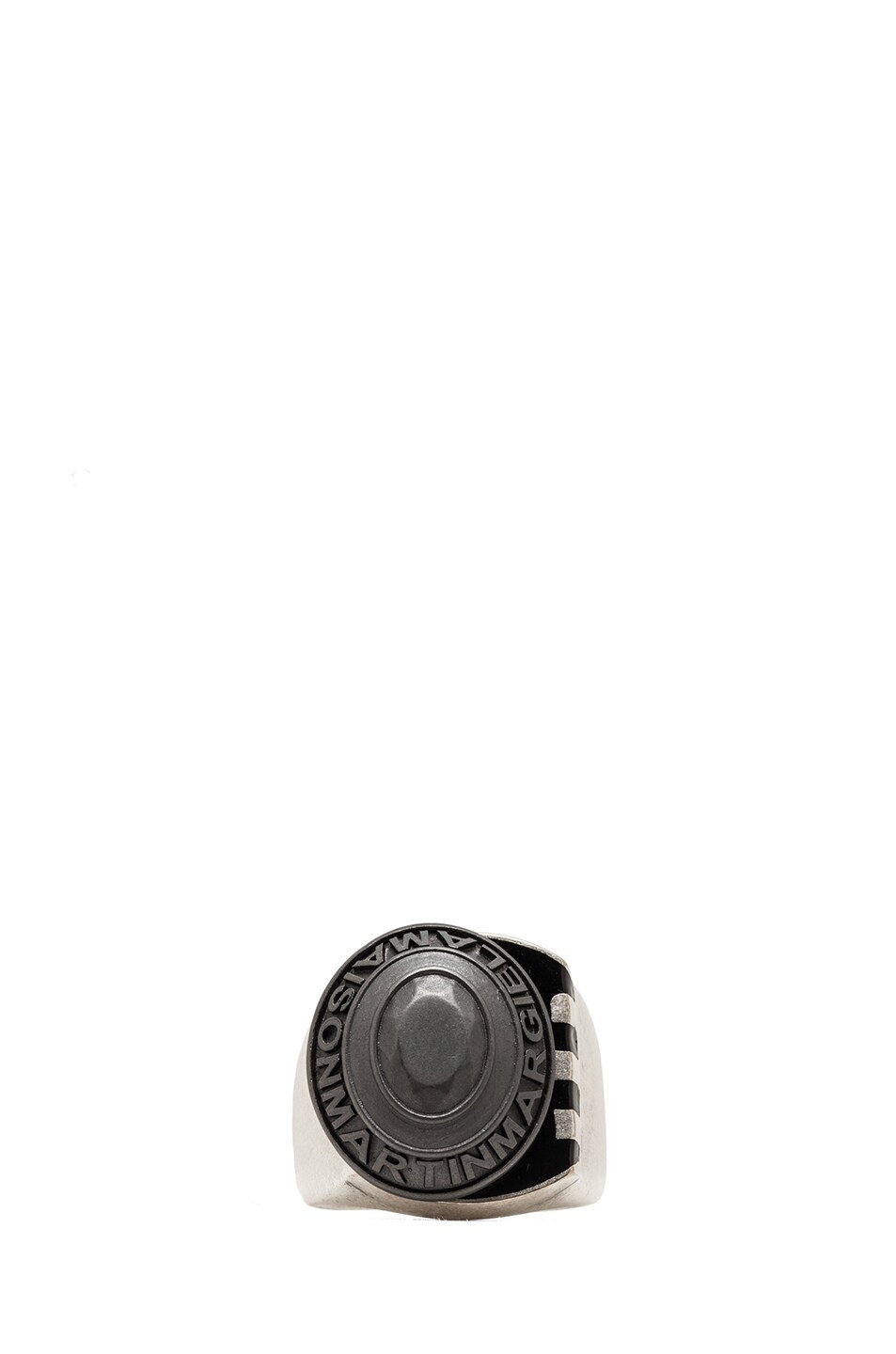 Image 1 of Maison Margiela Brass Ring in Silver & Black