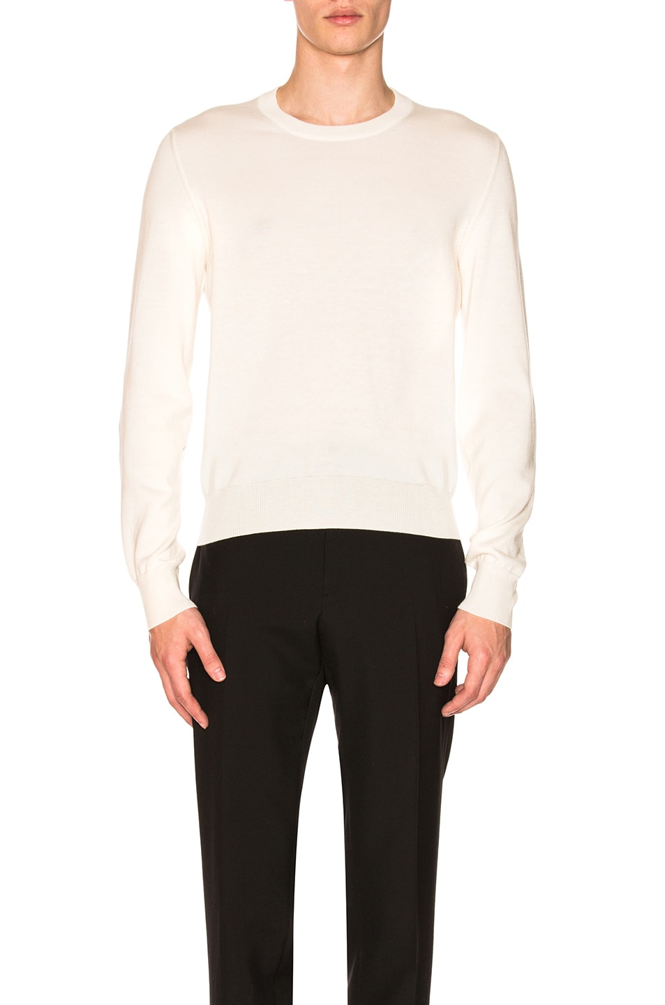 Image 1 of Maison Margiela Suede Patch Pullover Sweater in White