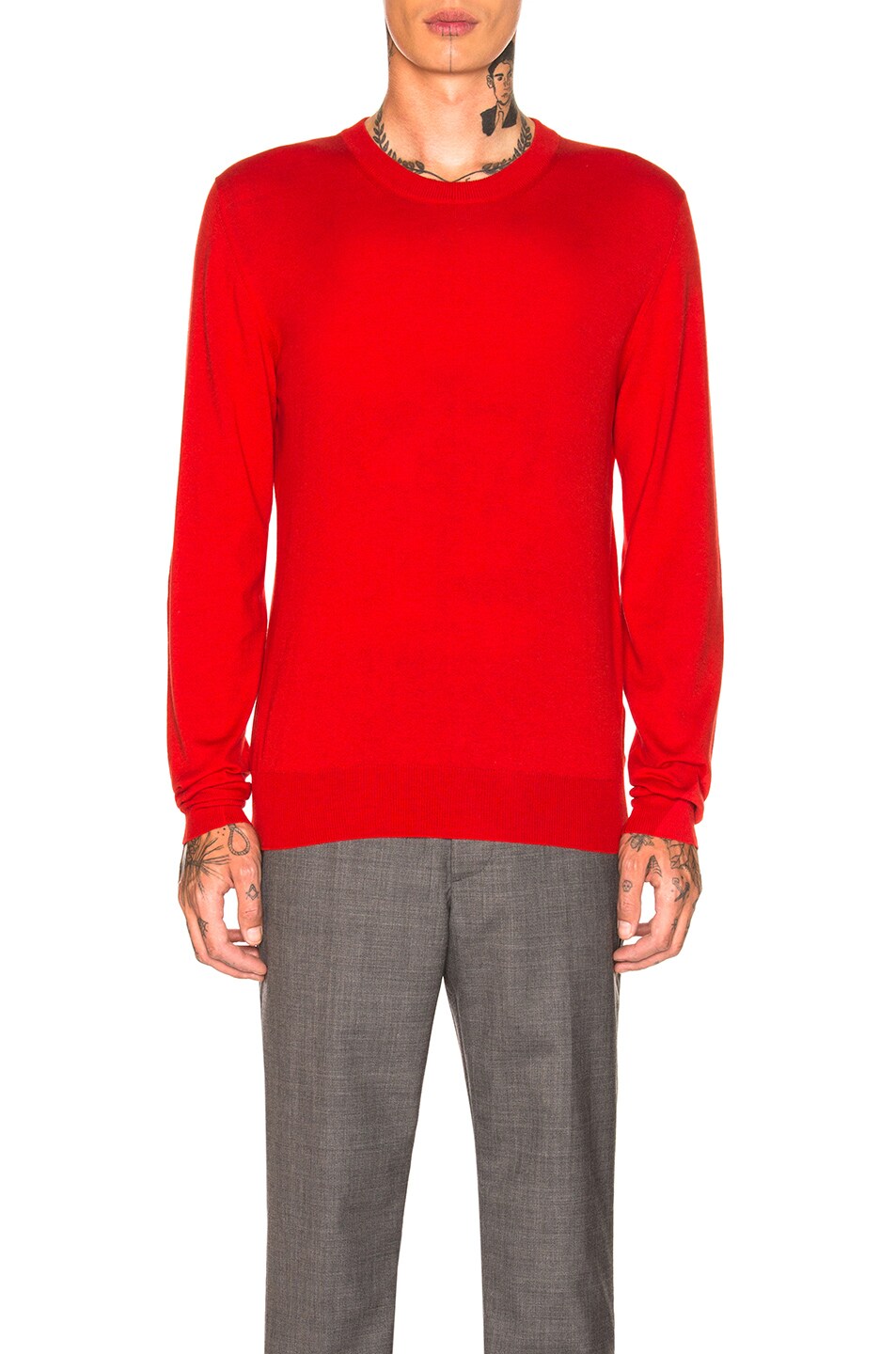 Image 1 of Maison Margiela Gauge 14 Crewneck with Elbow Patches in Red