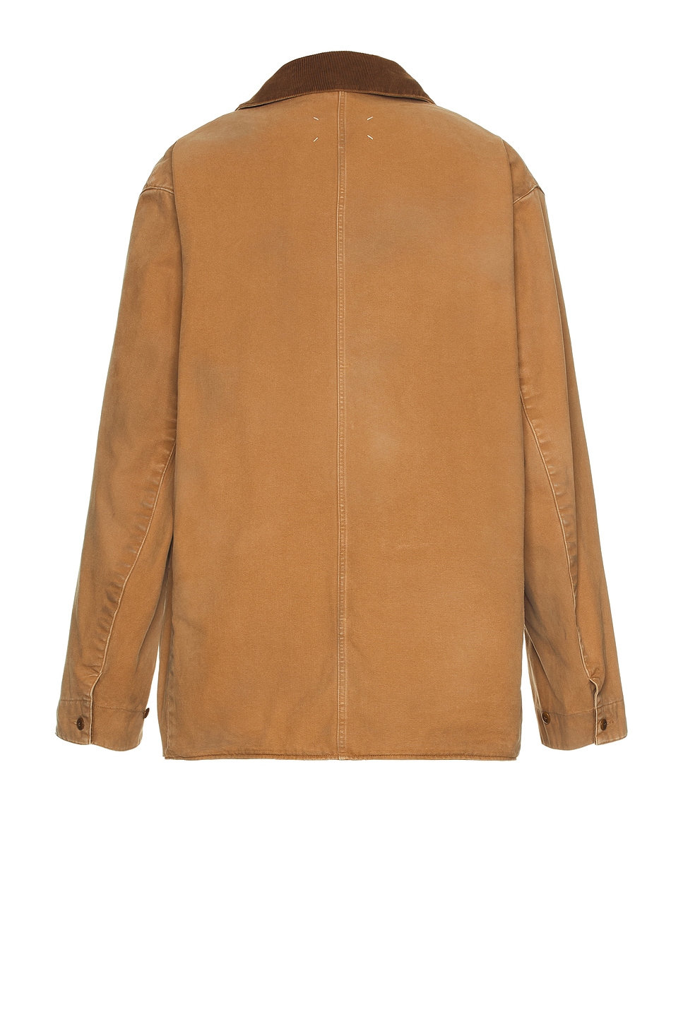 Maison Margiela Corduroy Collar Waxed Cotton Canvas Coat In Ochre