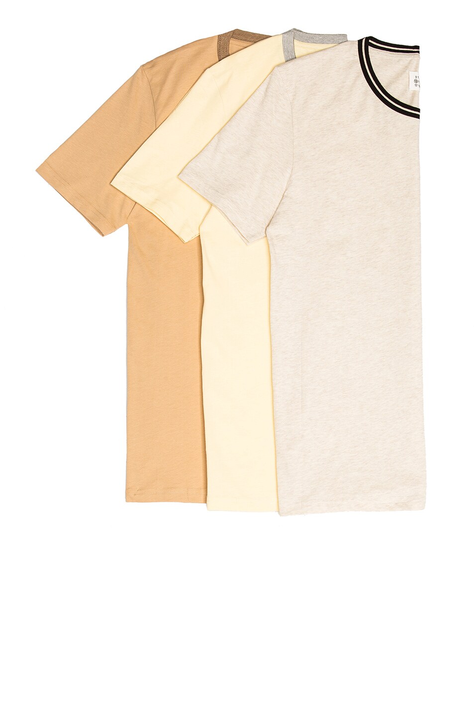 Image 1 of Maison Margiela Garment Dyed Tee Shirt Pack in Ivory, Pale Yellow & Skin