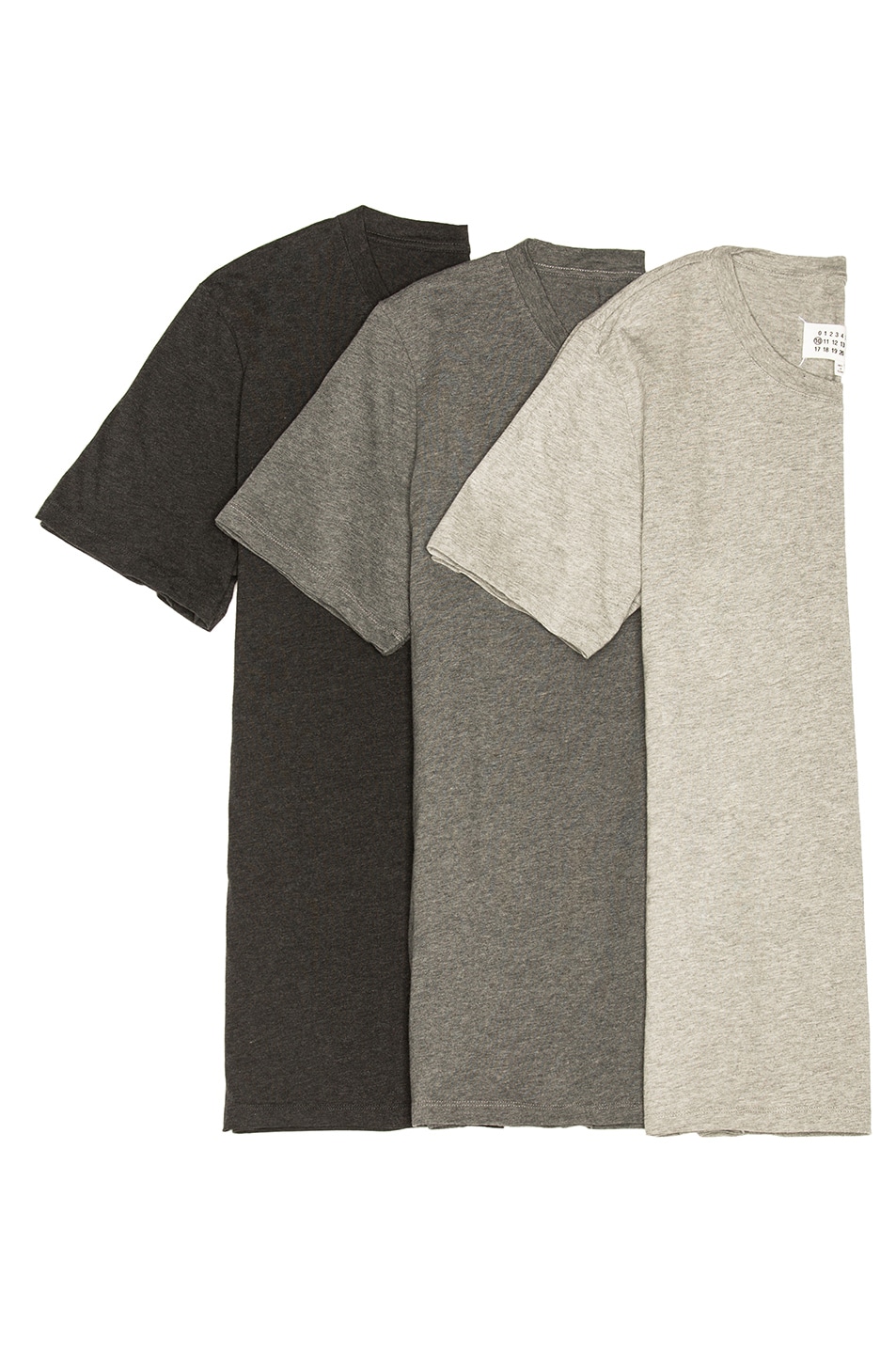 Image 1 of Maison Margiela Cotton Jersey Tee Shirt Pack in Silver & Carbon & Darkness