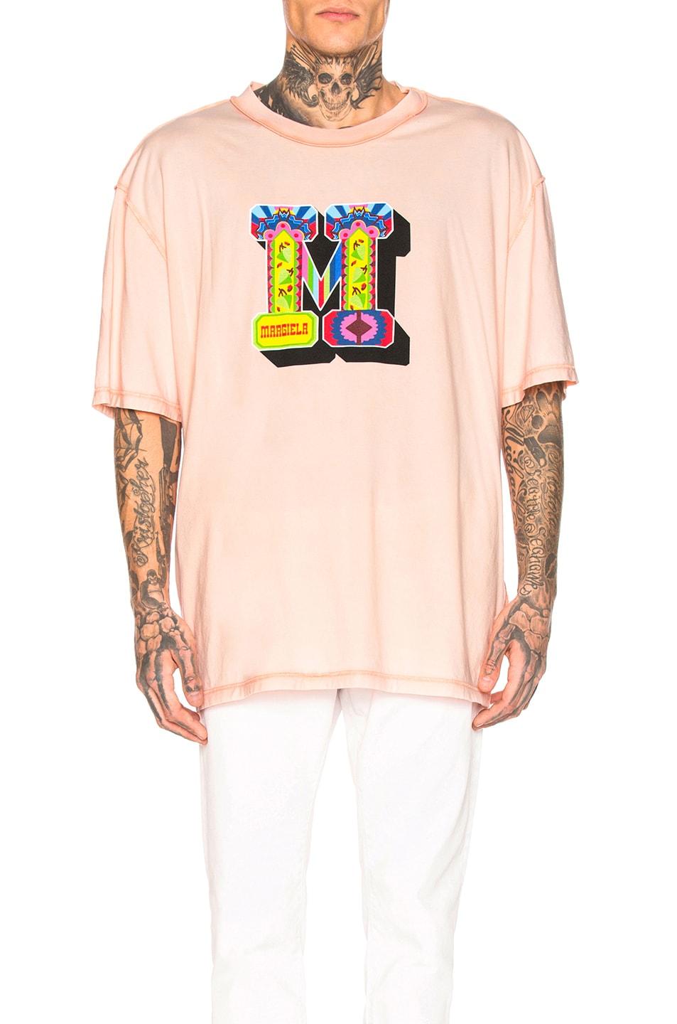 Image 1 of Maison Margiela Fade Garment Dye Graphic Tee in Apricot