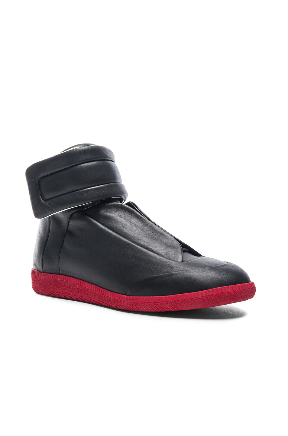 Image 1 of Maison Margiela Calfskin Future High Tops in Black & Red