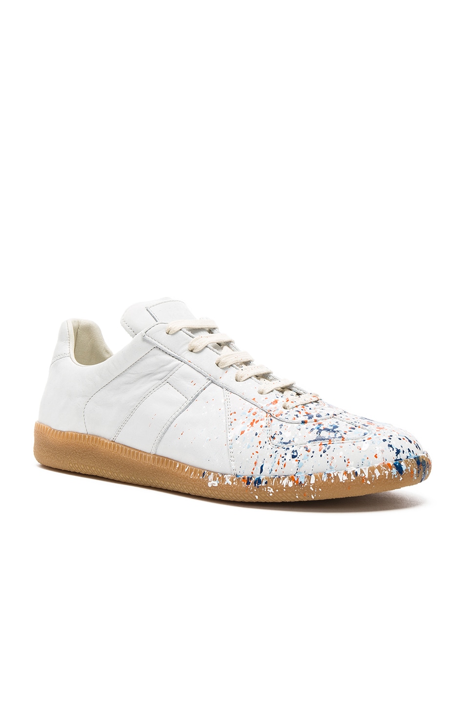 Image 1 of Maison Margiela Painted Leather Replica Sneakers in White