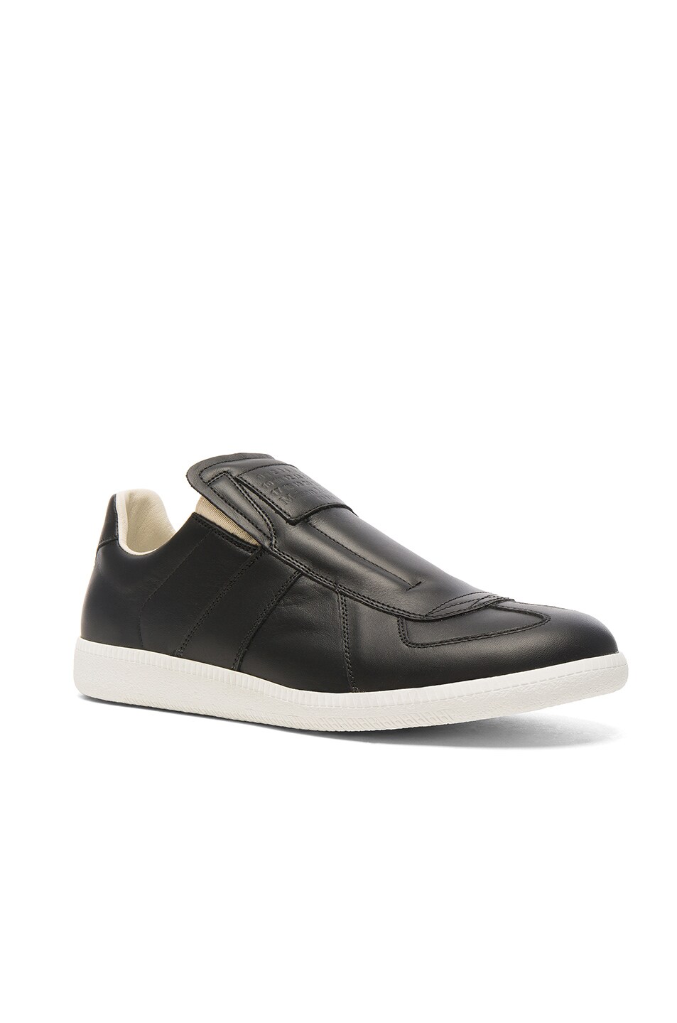 Image 1 of Maison Margiela Calfskin Replica Slip On Leather Sneakers in Black & White