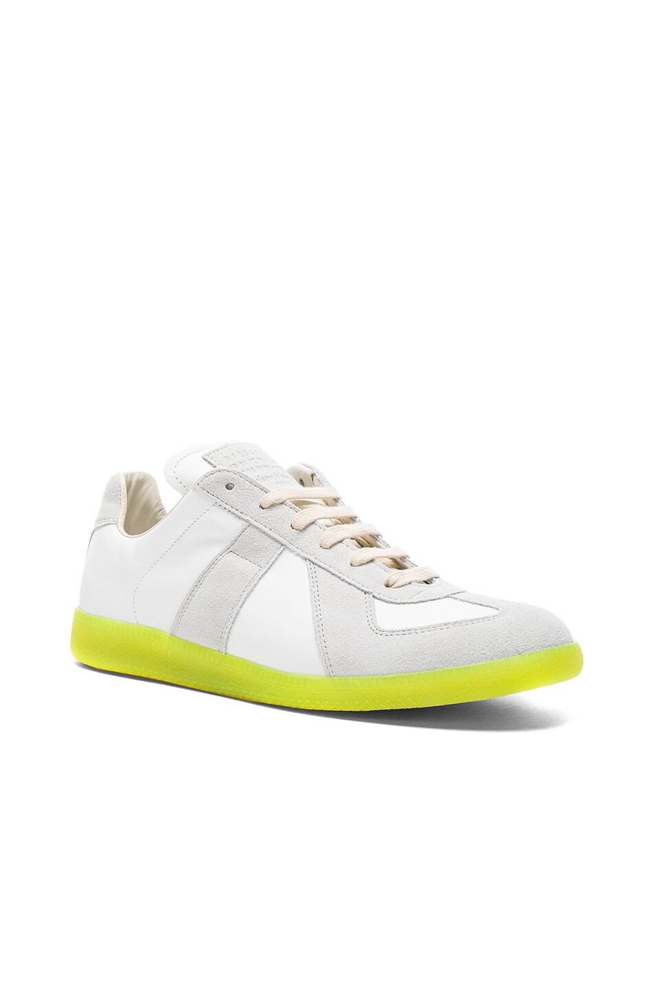 Image 1 of Maison Margiela Leather Replica Sneakers in Off White & Yellow