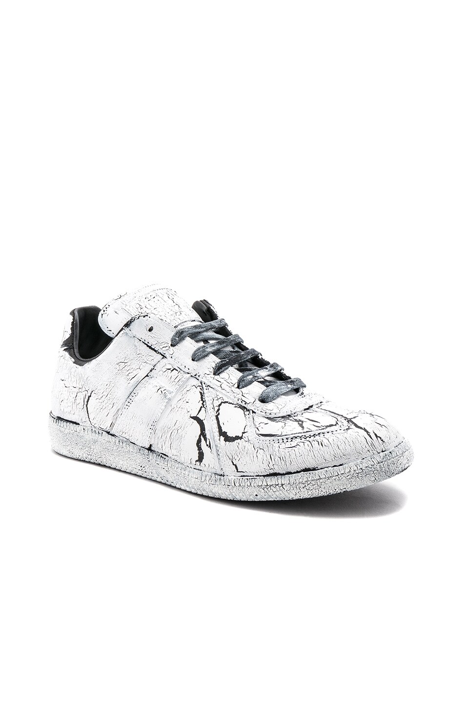 Image 1 of Maison Margiela Crumbled Leather Replica Sneakers in White & Black