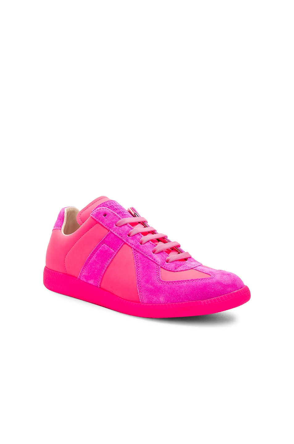 Image 1 of Maison Margiela Leather Replica Sneakers in Fluorescent Pink