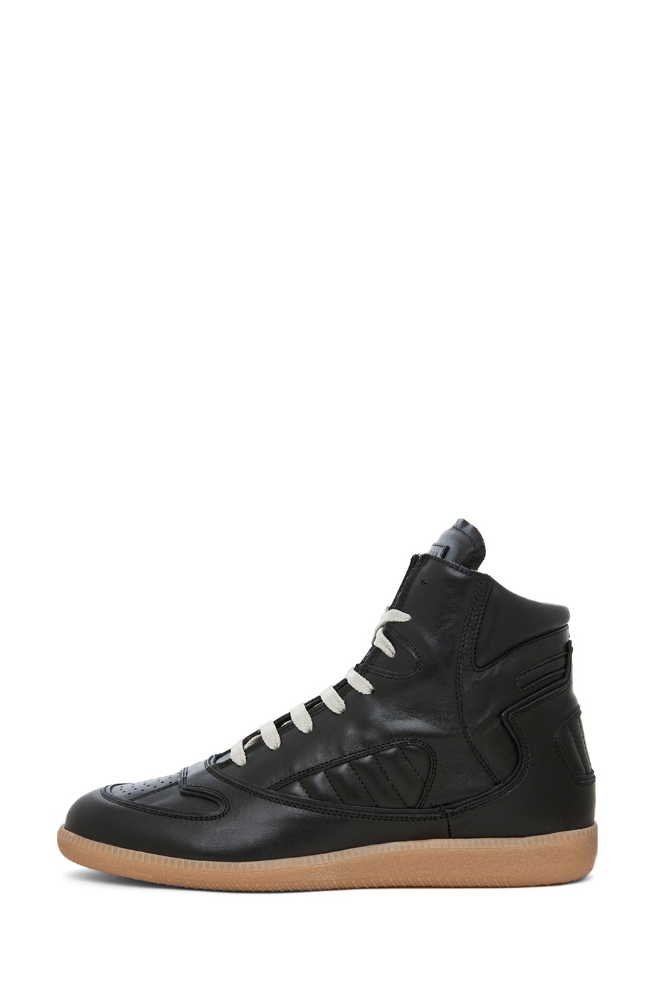 Maison Margiela Leather Hi Top Sneaker in Black | FWRD