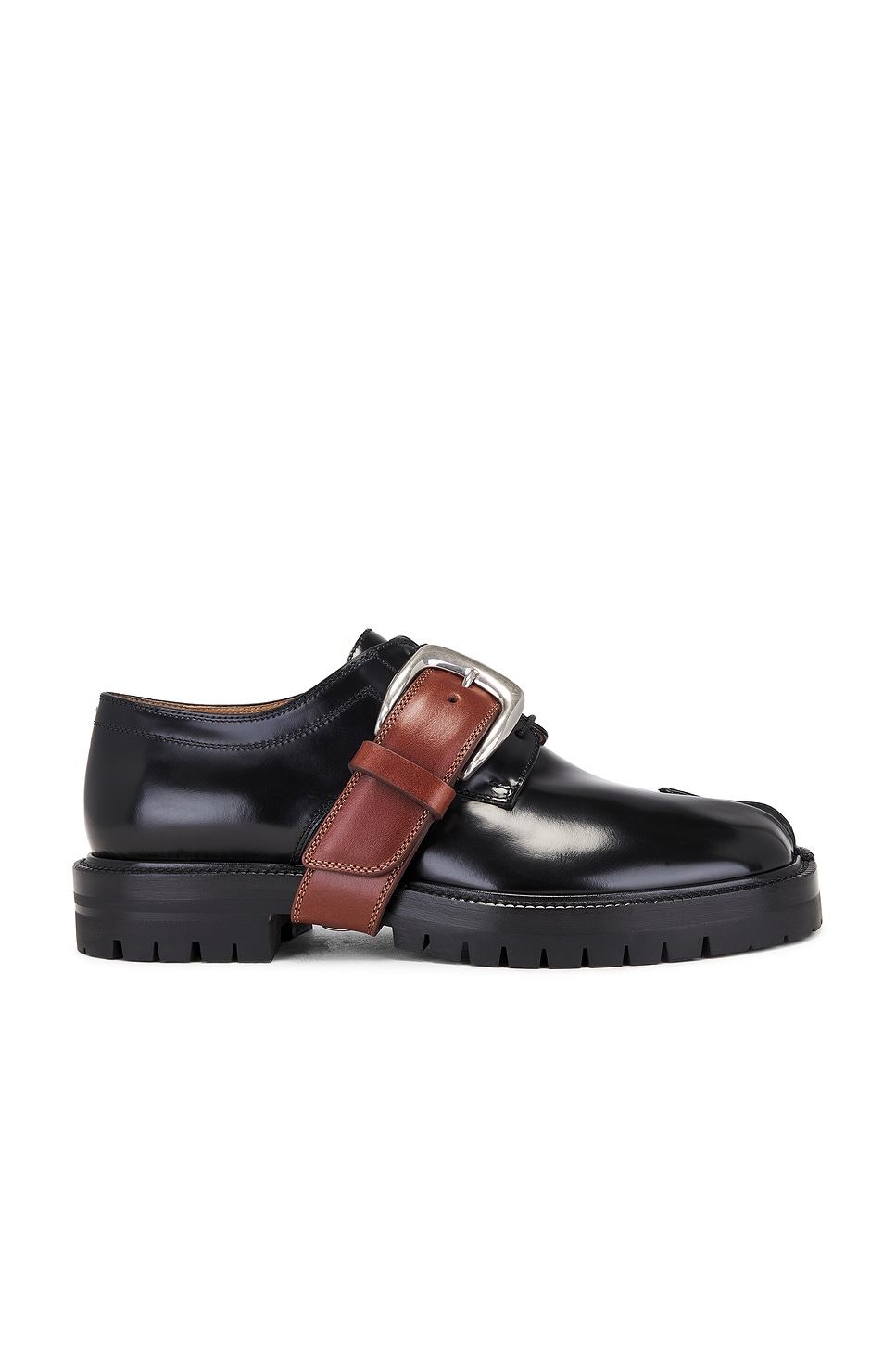 Image 1 of Maison Margiela Tabi County Combat Low-Top in Black & Cuoio