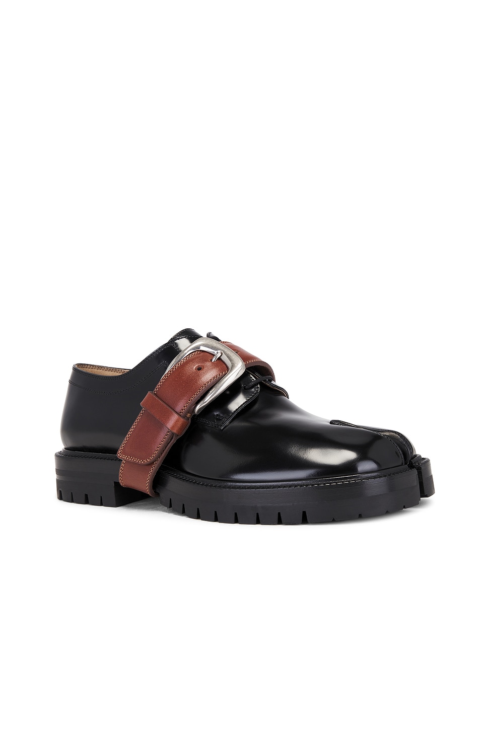 Shop Maison Margiela Tabi County Combat Low-top In Black & Cuoio