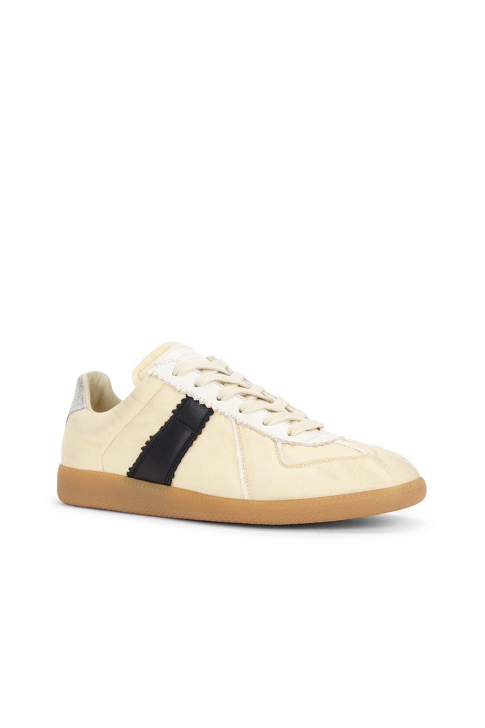 Maison Margiela Replica Leather And Suede-trimmed Twill Sneakers In Black Vintage & Yellow Vintage