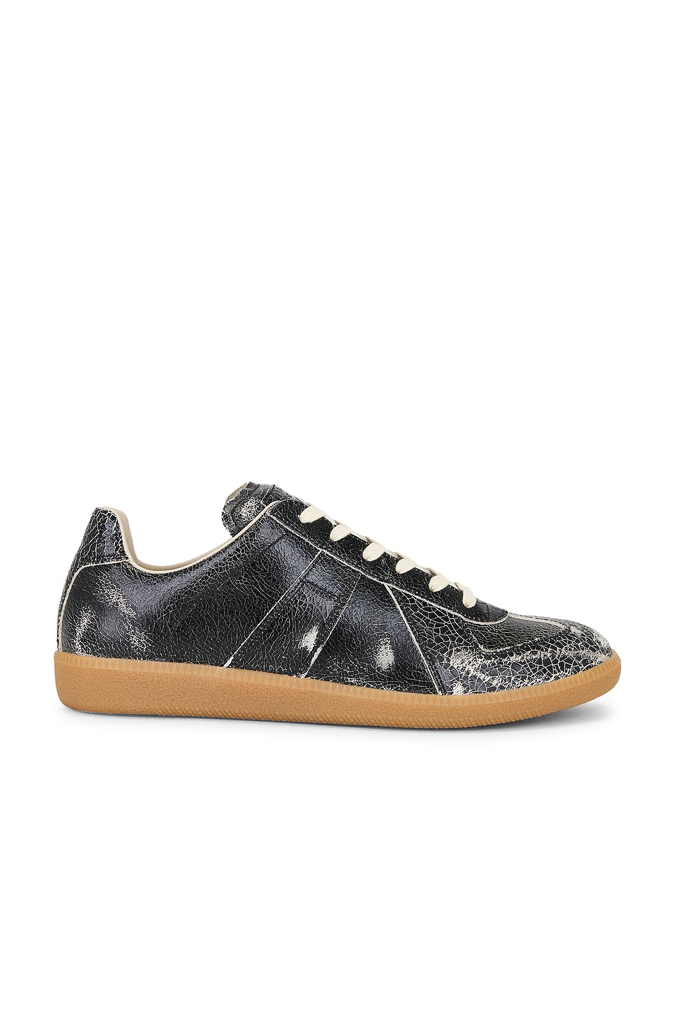 Maison Margiela Replica Sneakers Made Of Shiny Coated Leather In Black