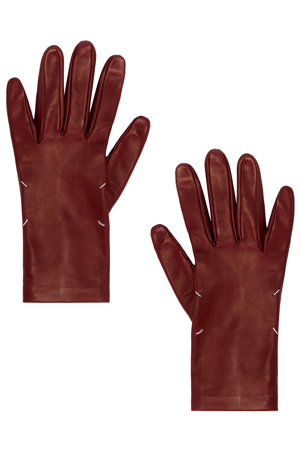 Maison Margiela Leather Gloves In Brown